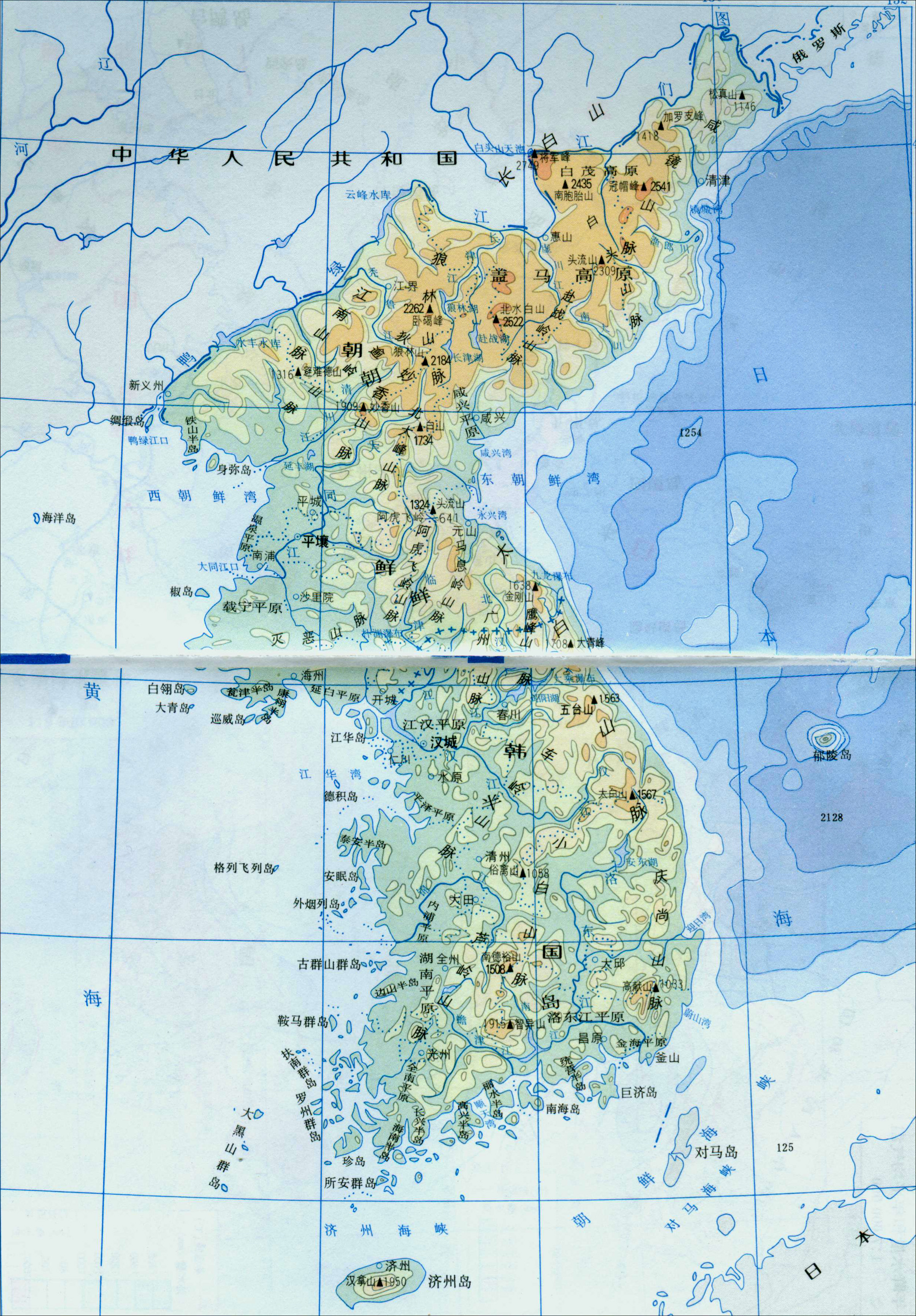 朝鲜韩国地形图_朝鲜地图查询图片