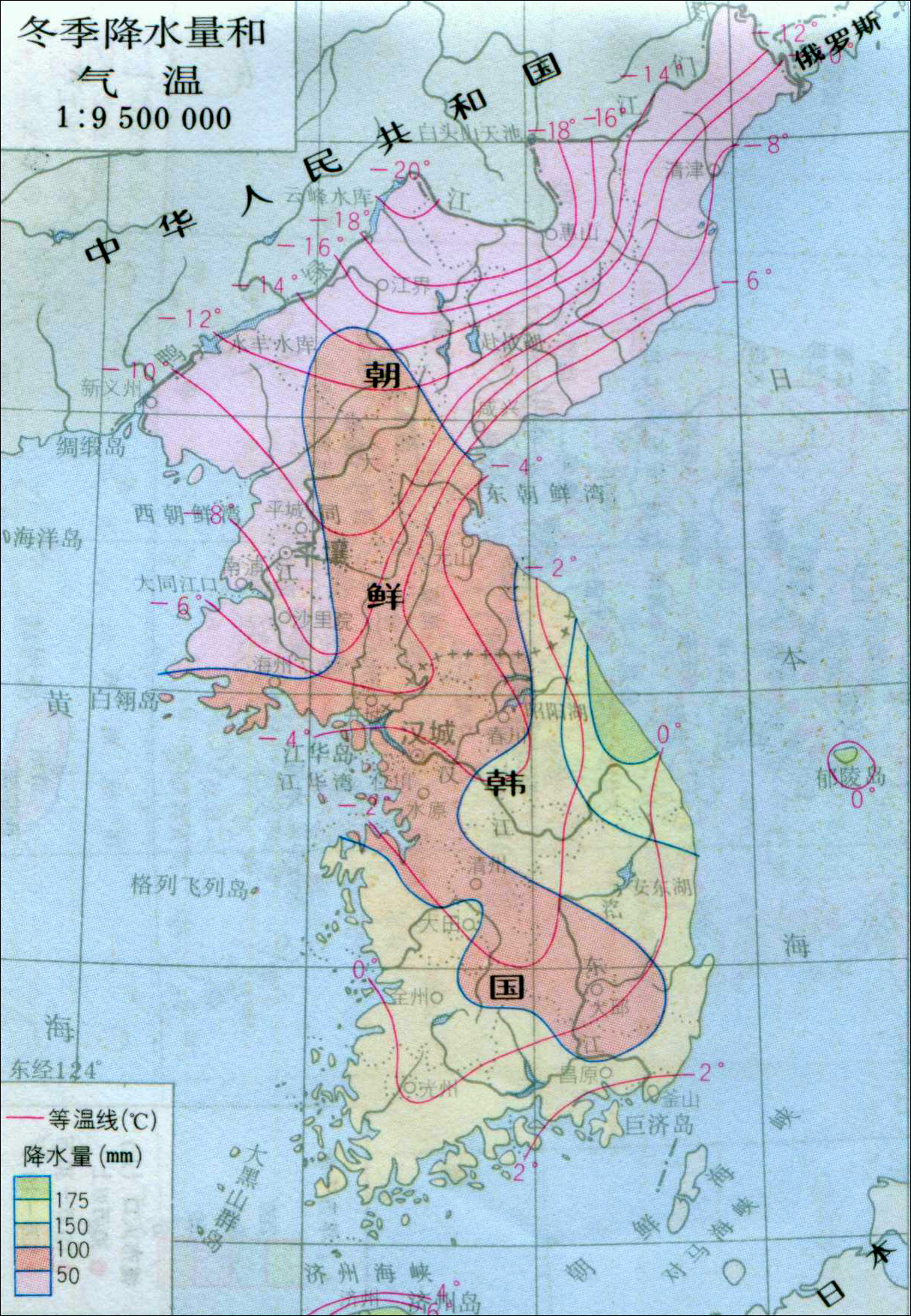 朝鲜韩国冬季降水量_朝鲜地图查询图片