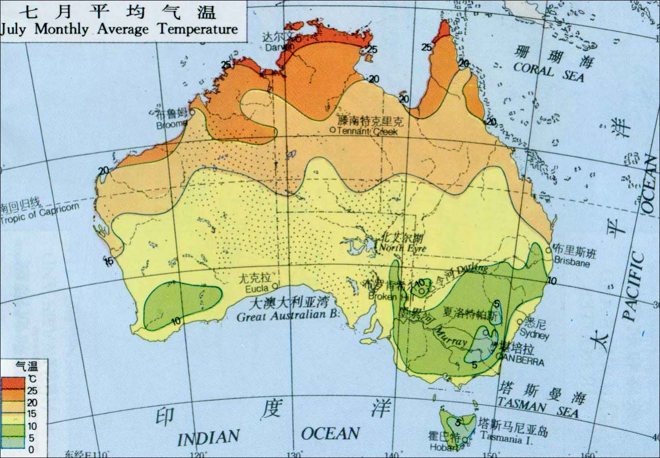 澳大利亚七月平均气温图片
