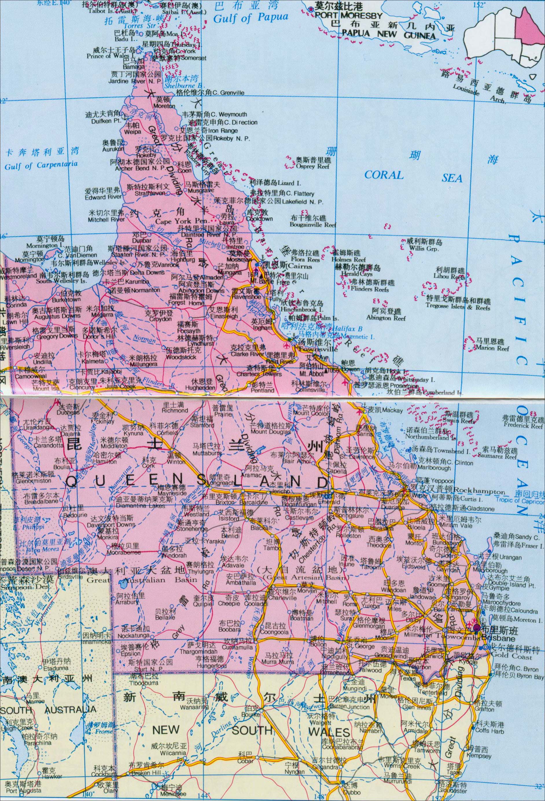 昆士兰州地图_澳大利亚地图查询图片