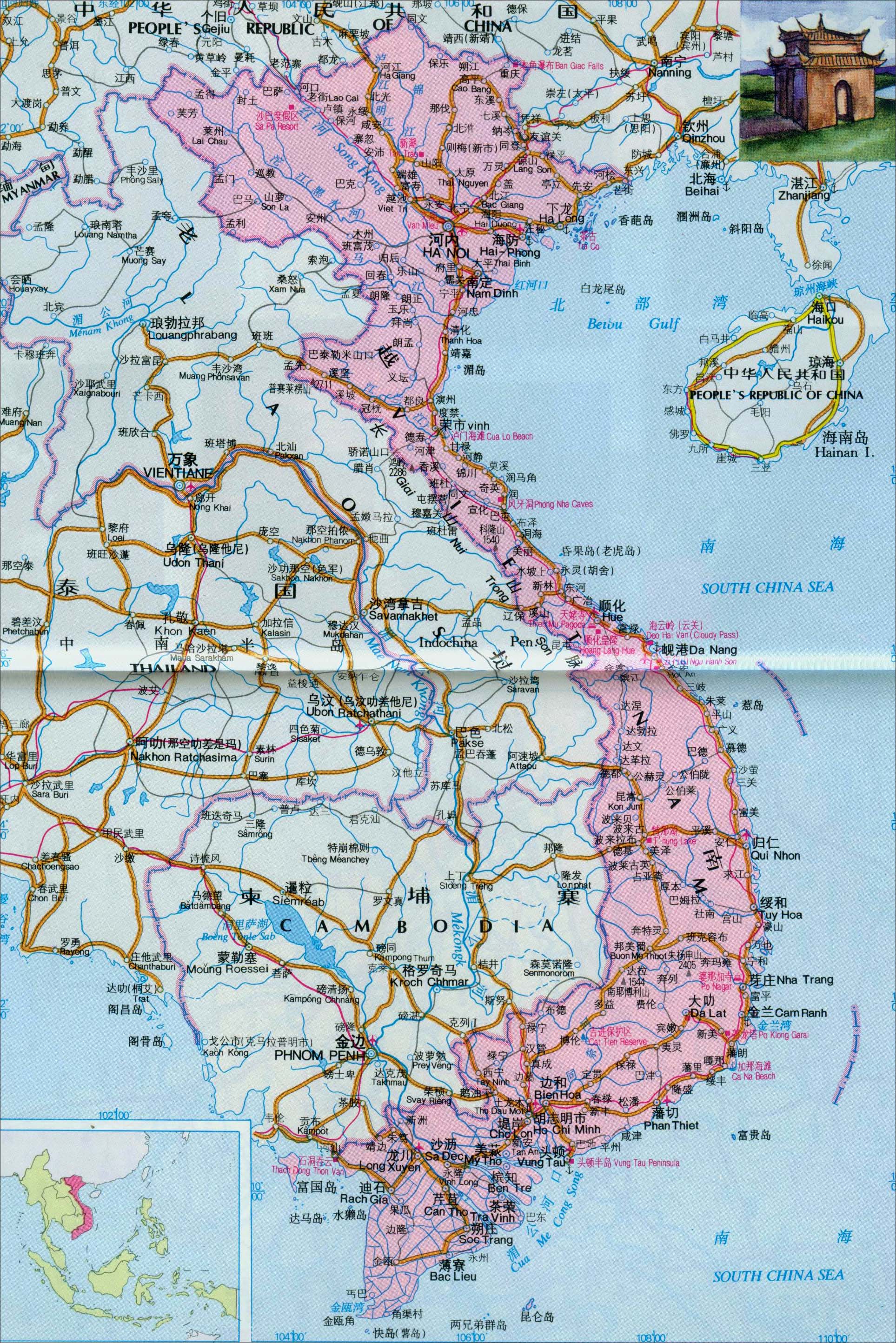 越南地图_越南地图中文版_越南地图全图_地图窝