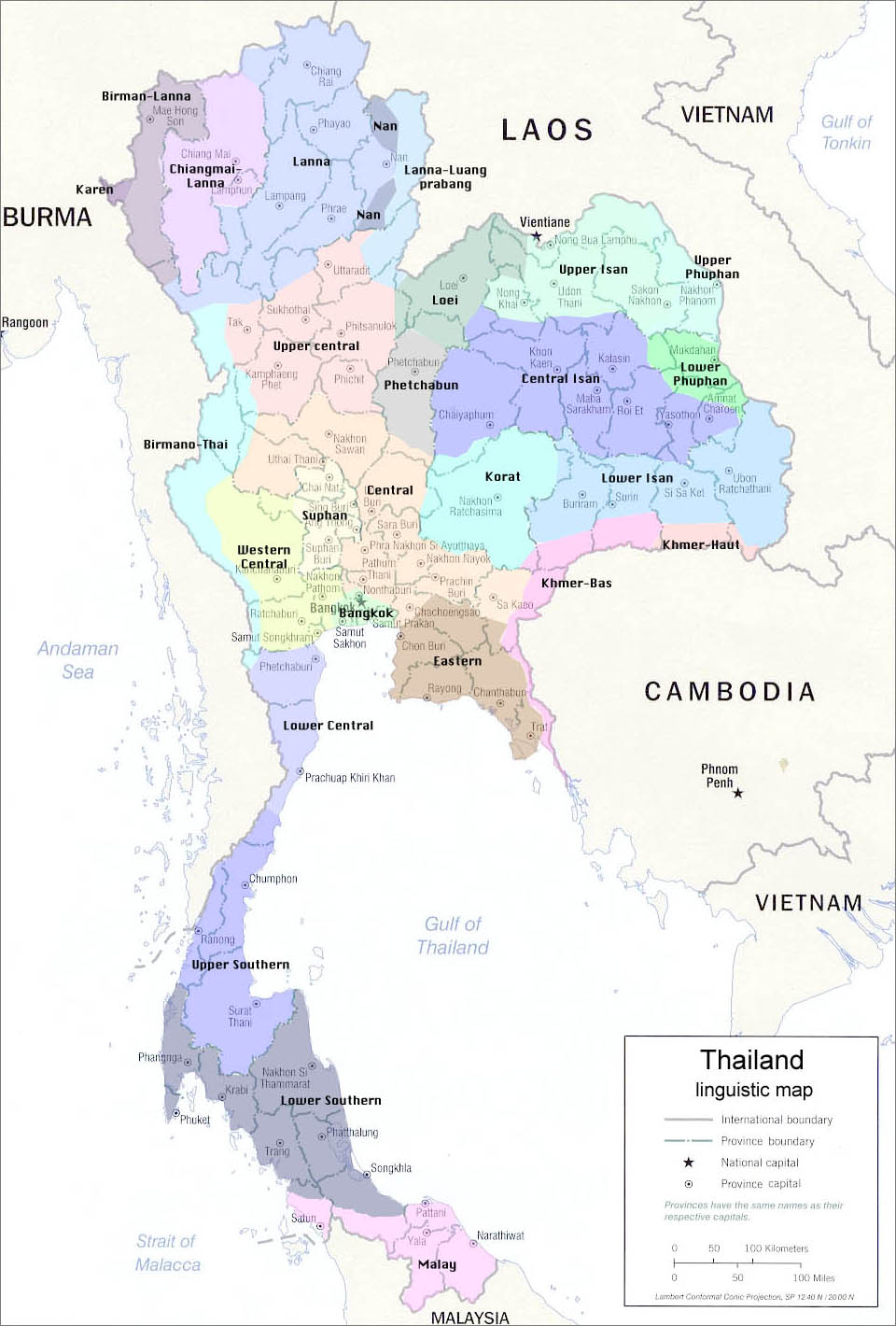 泰国地方语言图_泰国地图查询