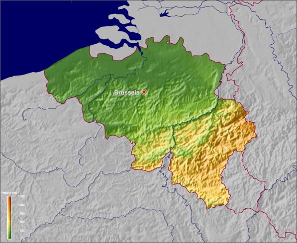 比利时地形图_比利时地图查询