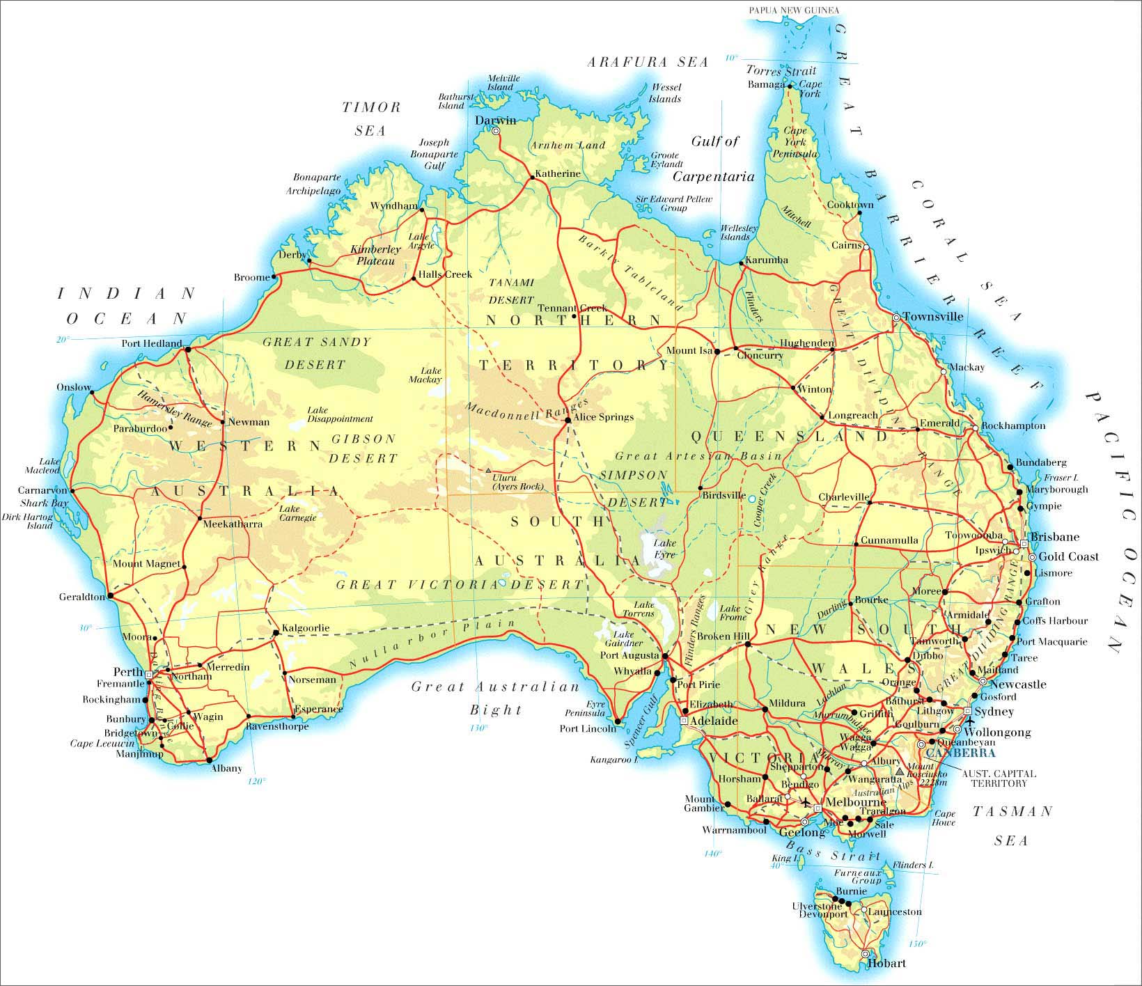 澳大利亚地图英文版图片