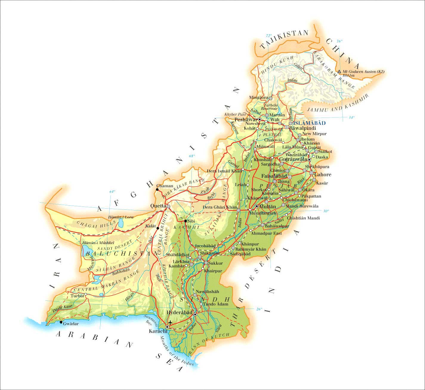 巴基斯坦地图英文版