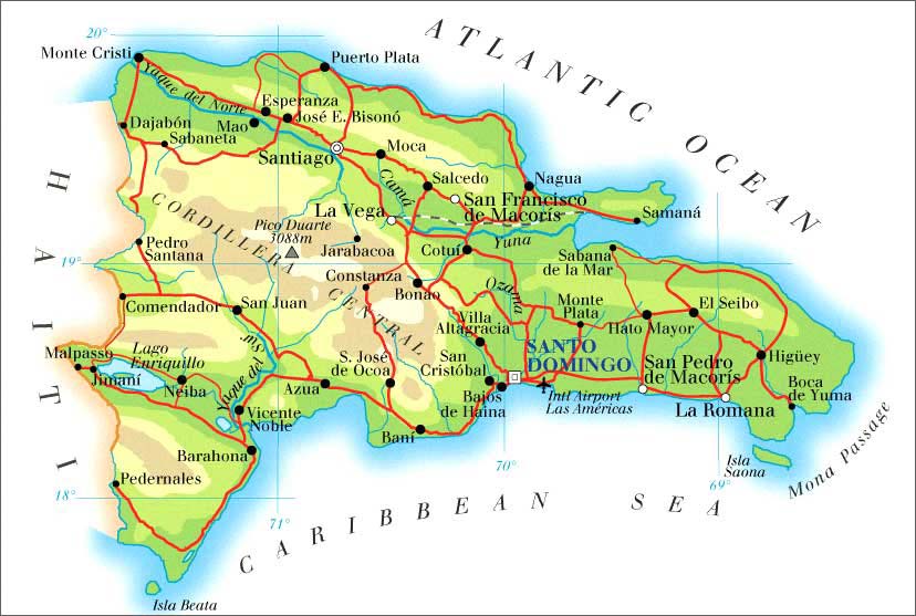 多米尼加共和国地图英文版_多米尼加地图查询