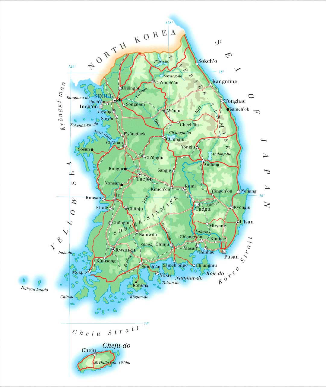 韩国地图英文版