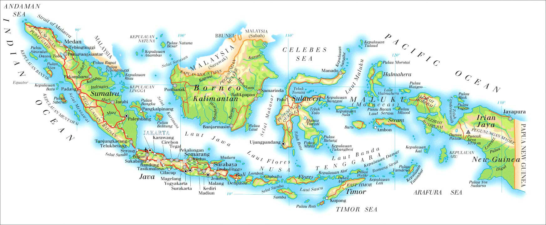印尼地图英文版图片