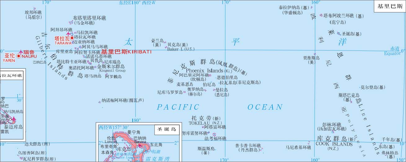 基里巴斯地图中文版高清_大洋洲地图查询