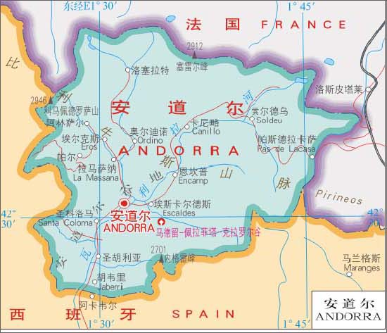 安道尔地图中文版高清_安道尔地图查询