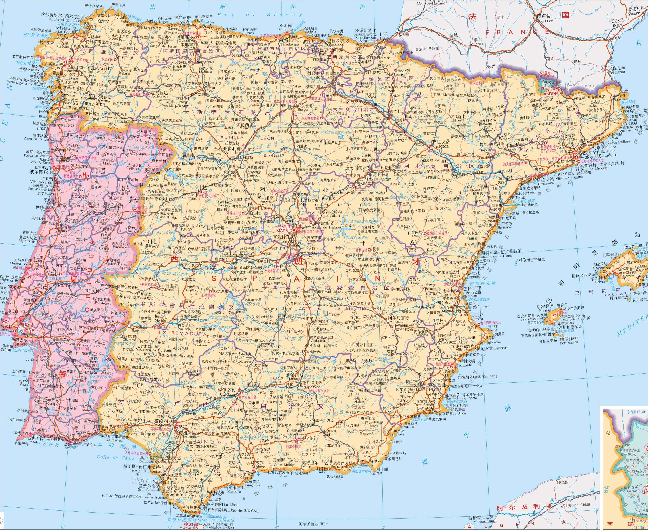 西班牙地图高清版大图 如何讲课