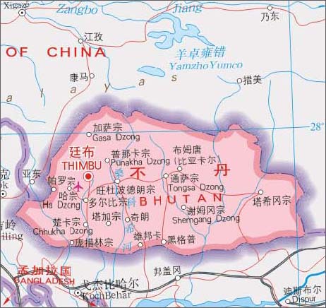 不丹地图中文版高清_不丹地图查询