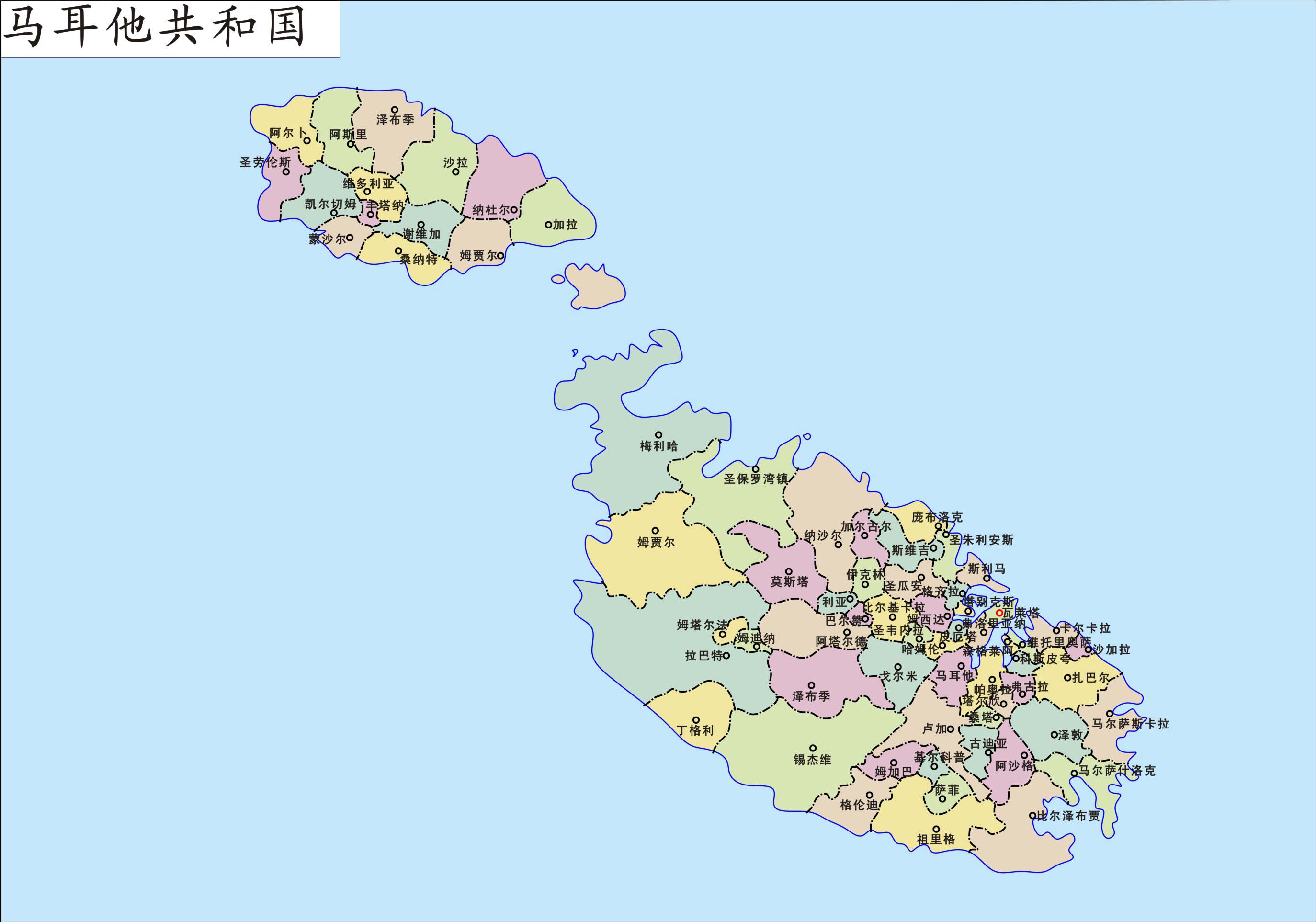 马耳他共和国地图中文版