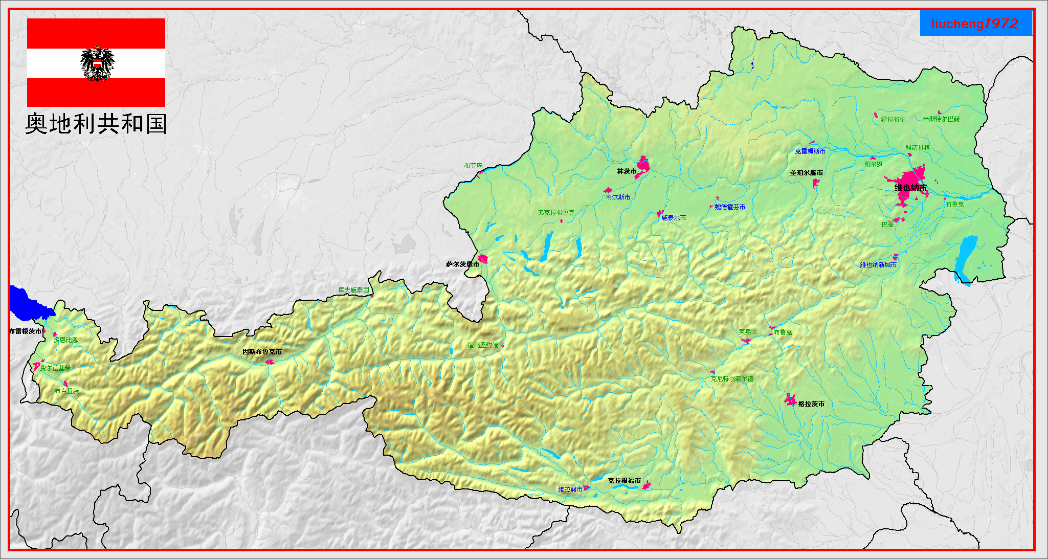 奥地利行政区域图