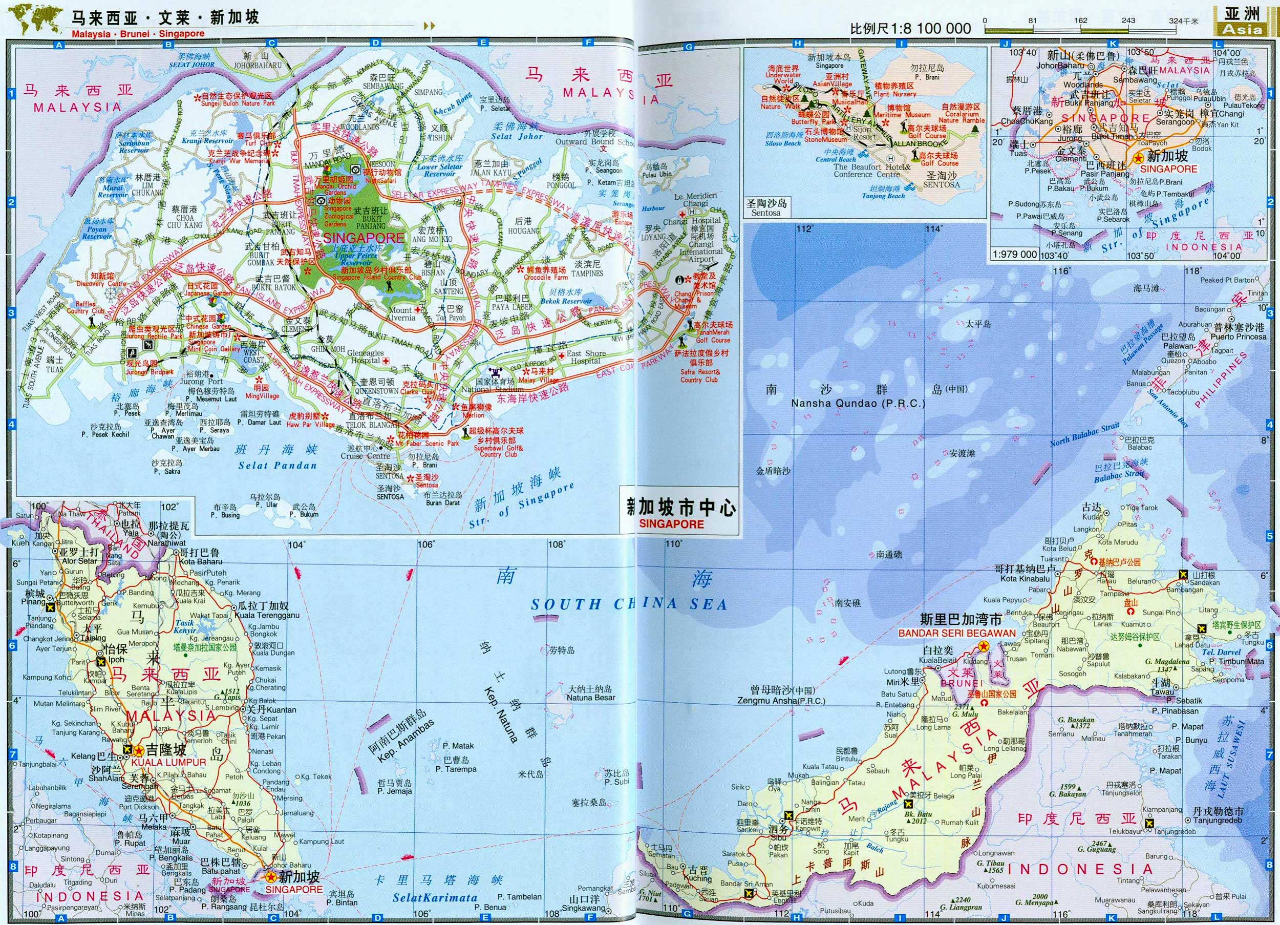 世界地图 世界 世界知识 >> 马来西亚,新加坡,文莱图片