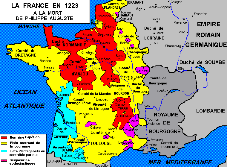 1223年法兰西王国_欧洲历史地图查询