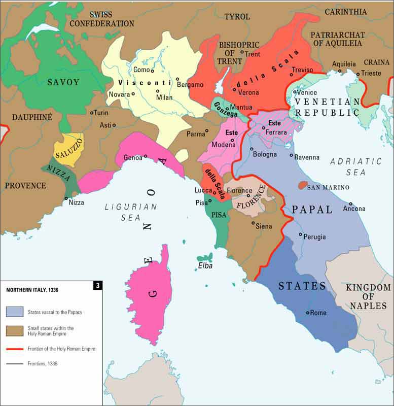 1336年的北意大利_欧洲历史地图查询