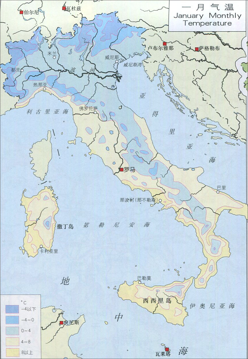 意大利一月气温_意大利地图查询图片