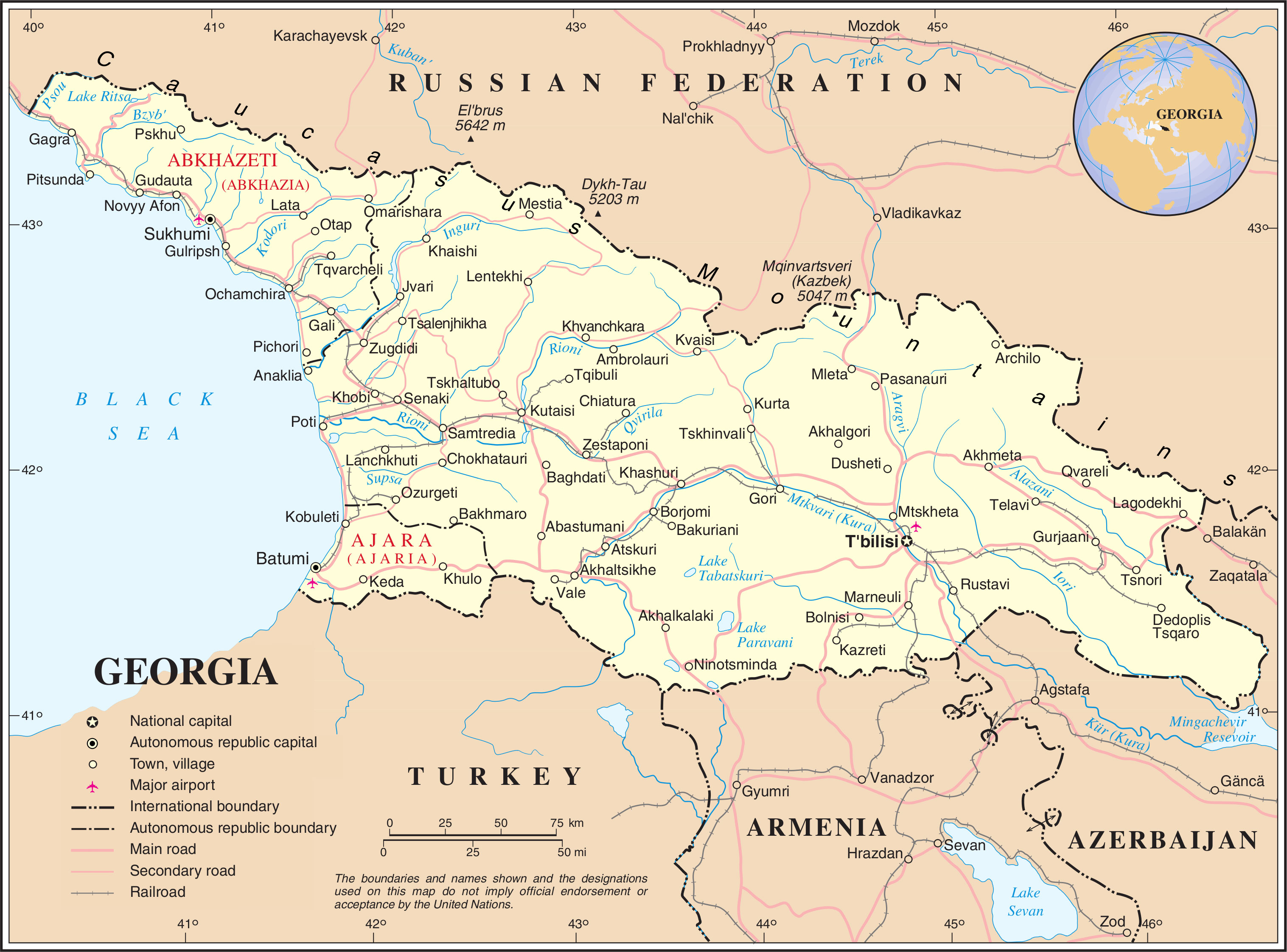 世界地图 亚洲 格鲁吉亚  格鲁吉亚地图英文版  上一幅地图