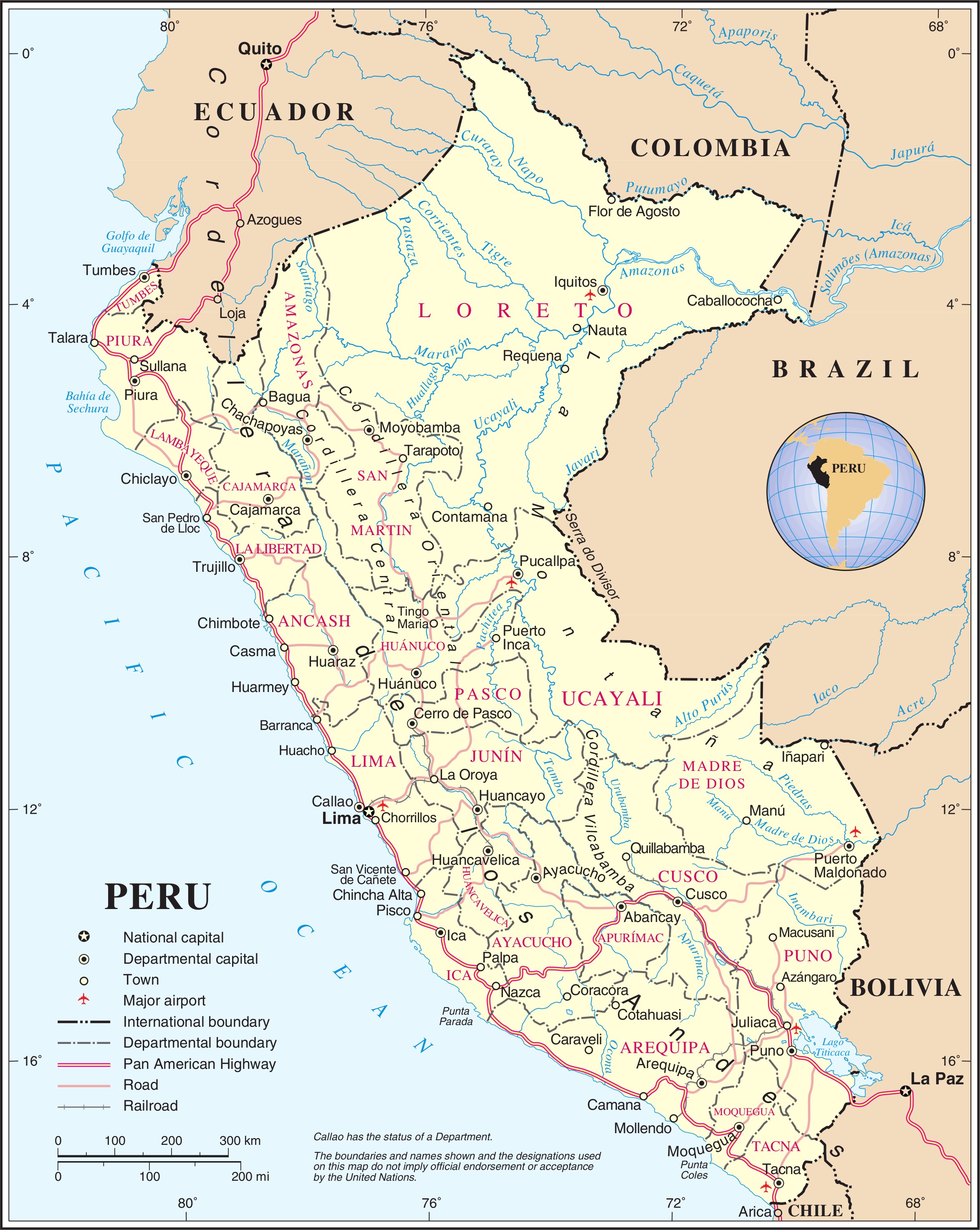 秘鲁地图(高清英文版)