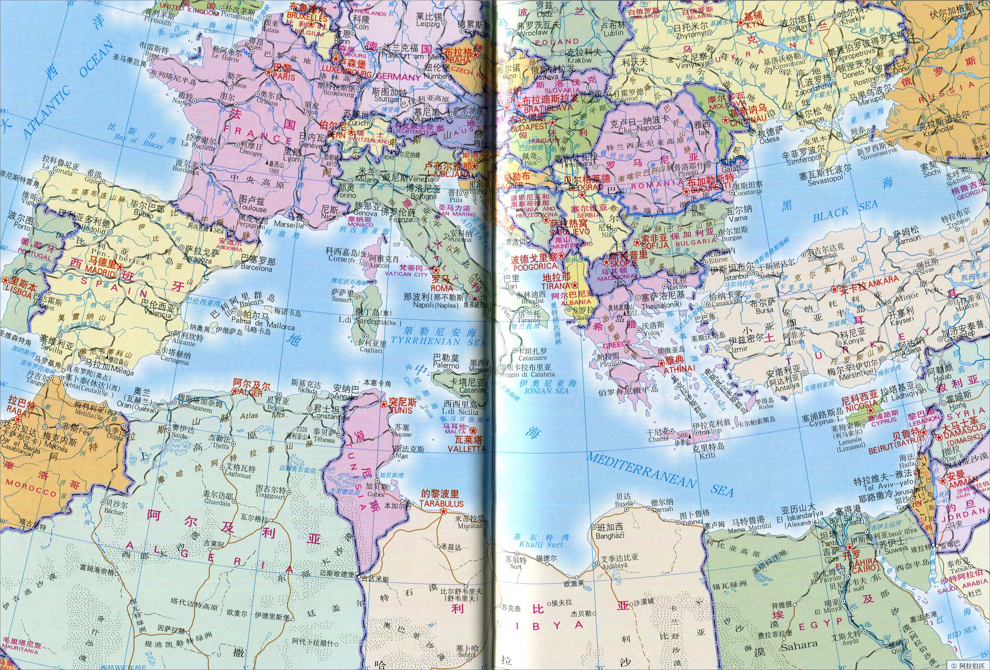 地中海地区地图地形版图片