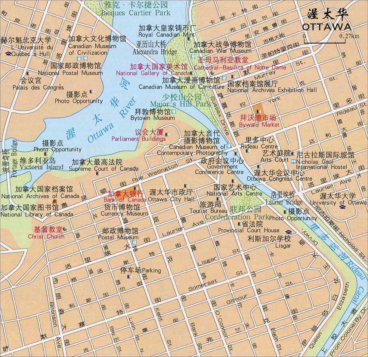 渥太华地图地形版_加拿大地图查询