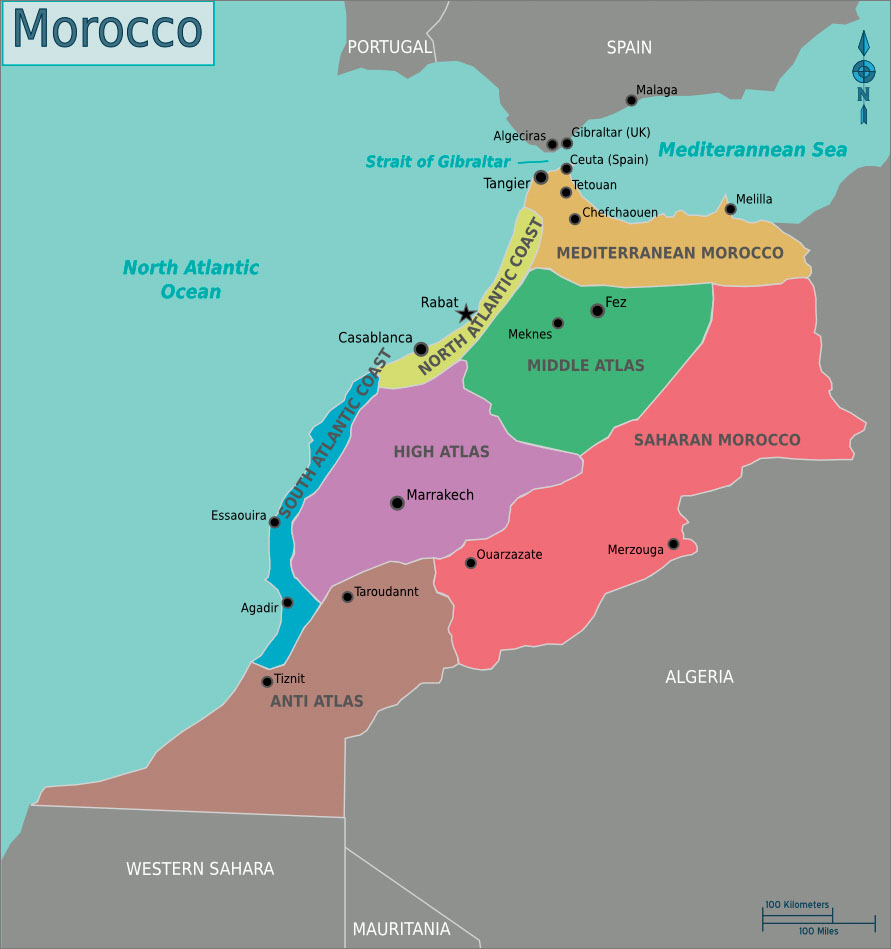 摩洛哥行政区划图