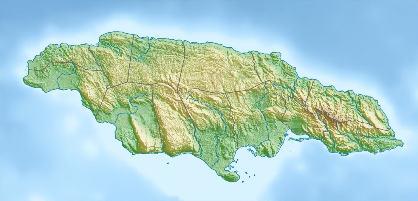 牙买加地势图_牙买加地图查询