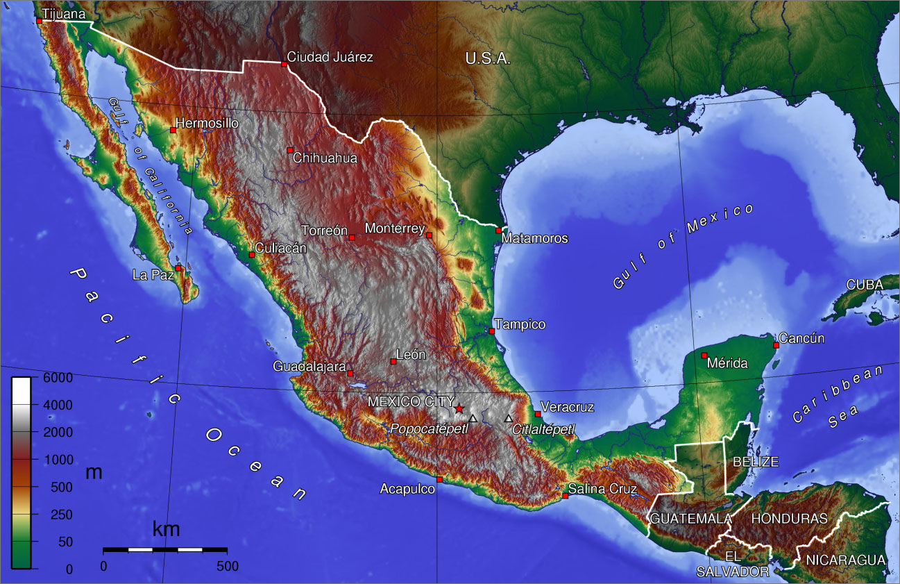 墨西哥地势图_墨西哥地图查询