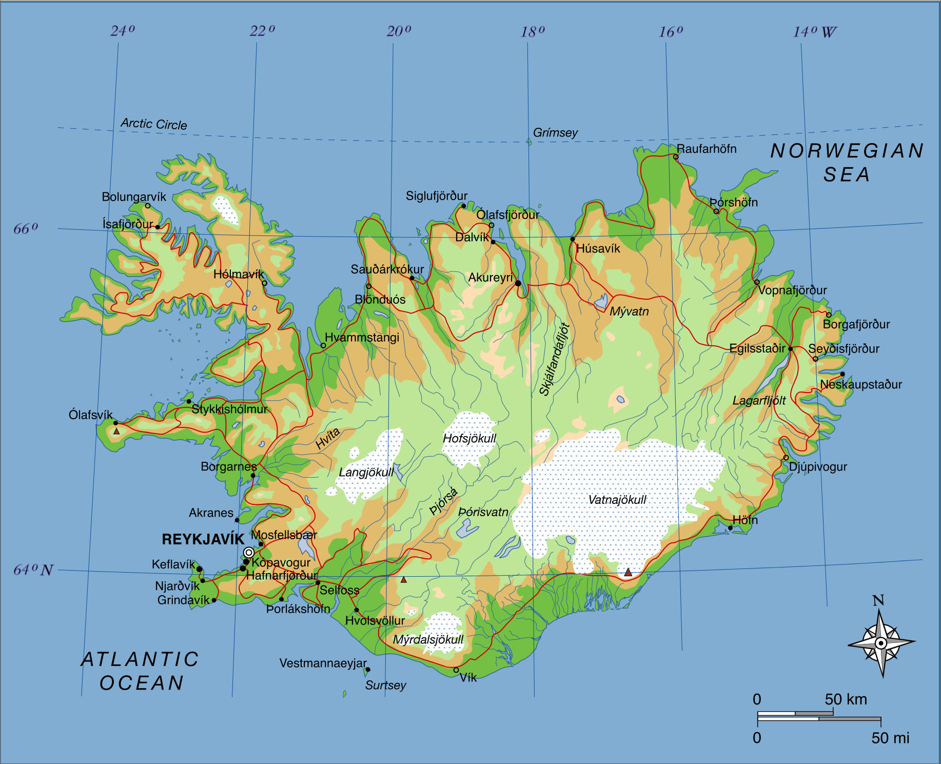 冰岛地势图_冰岛地图查询