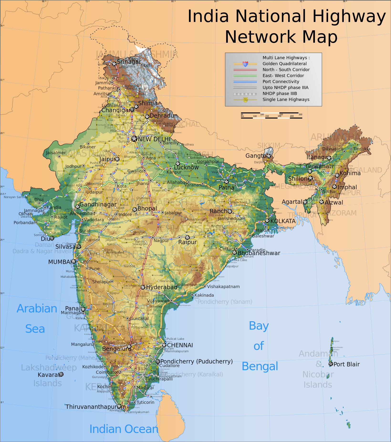 印度英文地图