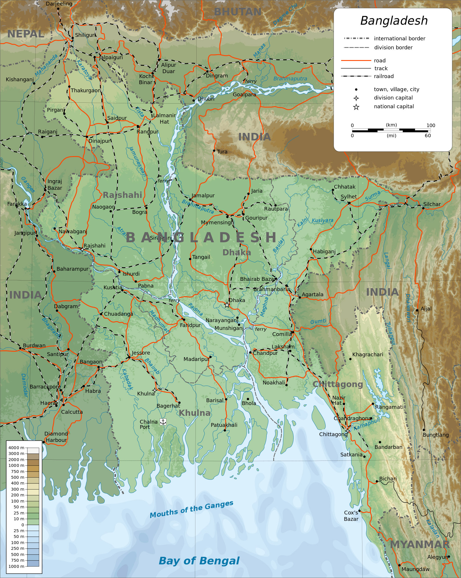 孟加拉国交通图